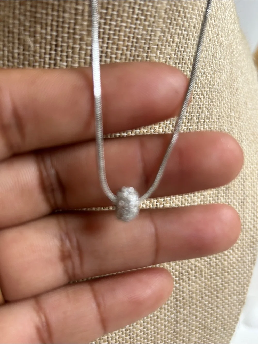 Sterling Silver Crystal zirconia Pave Slider Necklace - Silver